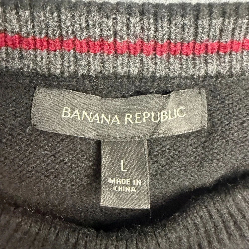 Banana Republic Mens Extra Fine Merino Wool Crew Neck Sweater Black 969854 L